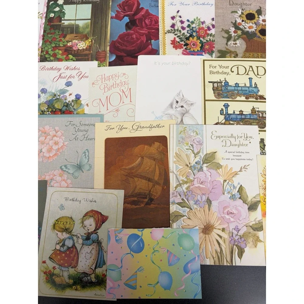 Vintage Birthday Cards Some Fronts ONLY Scrapbooking Crafts Decoupage Lot of 50+